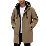 Generisch Herren Jacke mittellang Verdickt Fleecejacke Wasserdichte Baumwolle Outdoorjacke mit...