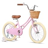 Glerc 18 Zoll Kinder Mädchen Fahrrad für 5 6 7 8 Jahre alt kleine Mädchen Retro Vintage-Stil...