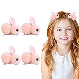 4 Stück Hase Plüsch Haarspangen Dekor, 2025 Neuest Haarspangen Hase, Kaninchen Haarklammer Damen,...