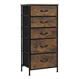 WOLTU Kommode mit 5 Schubladen aus Stoff, Kommodenschrank Sideboard Schubladenschrank, für...