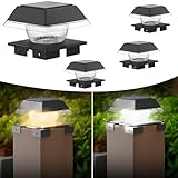 GEYUEYA Home Pfostenkappen Solar 4er Set, Led Solarleuchten Für Aussen Für Standard Zaunpfosten...