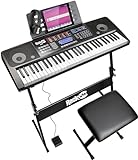 RockJam 61 Key Touch Display Keyboard Piano Kit with Digital Bench, Electric Stand, Headphones Note...