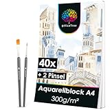 OfficeTree Aquarellpapier A4 – 40 Blatt – Aquarellpapier 300 g – Aquarellbogen A4 –...