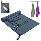 Vikcvcsc 4er Set Mikrofaser Handtuch-180x80cm Groß Microfaser Badetuch+2 stück 80x40cm...