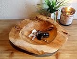 LB H&F Teakschale Dekoschale Holzschale Teak Schale Schmuckschale ca. Ø 30 cm massiv Wurzelholz...
