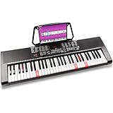 MAX KB5 - Digital Piano Keyboard für Anfänger, 61 Leuchttasten Lernsystem, Notenständer, 255...