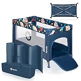 LIONELO Stefi Baby Laufstall, Kinderbett, Reisebett ab Geburt bis 15 kg, Seiteneingang,...