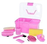 Kerbl Putzbox rosa mit Inhalt 8-teilig (für Kinder, Pferdebürsten, Mähnenbürsten, Putzkiste mit...
