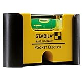 STABILA Mini-Wasserwaage Pocket Electric mit Gürtel-Clip, 7 cm, starker Seltenerd-Magnet, 1...
