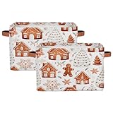 Mexpekil Aufbewahrungskörbe mit Griffen Weihnachtsbaum Lebkuchen Schnee Faltbare Aufbewahrung Baket...