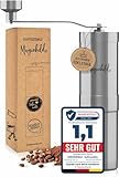 Morgenheld Kaffeemühle Edelstahl manuell stufenloses Keramikmahlwerk mechanische Hand Kaffee Mühle...