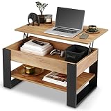 defiPad Couchtisch Höhenverstellbar mit Stauraum | Wohnzimmertisch Klappbar | Höhenverstellbarer...