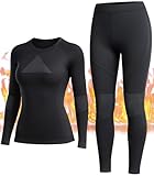 EIISSION Thermounterwäsche Damen Skiunterwäsche Set Winter Funktionsunterwäsche Thermo...