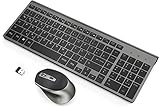 JOYACCESS Tastatur Maus Set Kabellos, 2.4G Ultra-Dünne Funktastatur mit Maus, QWERTZ Layout...