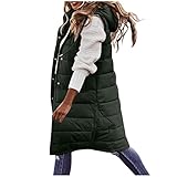 Steppweste Damen Winter - Weste Damen Lang Mit Kapuze, Daunenweste Übergangsweste Winterjacke...