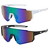 BDSHUNBF 2 Stück Sport Sonnenbrille, Polarisiert Fahrradbrille, Fahrradbrille Winddicht, Schnelle...