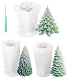 3 Stück Weihnachten Kerzenform Silikon, Weihnachtsbaum Kerzenform, DIY Silikonform, Kerzen Formen...
