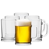 TREND FOR HOME Bierkrug 0,5 Liter Set von 6 mit Handlichem Griff Glaskrug 0,5 Liter Bier Glas Bier...