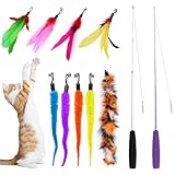 Interaktives Katzenspielzeug, 11 Stück Katzen Spielzeug mit Federn, 2 STK Versenkbare Katzenangel...
