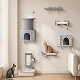 BYBYME Kletterwand Katzen, Katzen Kletterwand Set 6-teilig, Katzen Wandelemente, Kratzsäulen mit...