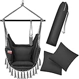 KESSER® Hängesessel mit 2 Kissen Getränkehalter & Bücherfach, Safari XXL Hängestuhl für...
