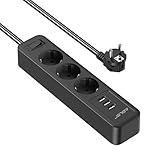 JSVER Steckdosenleiste USB,Steckdosenadapter 3 Fach mit 3 USB Ladeanschlüsse Mehrfachsteckdose...