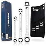 HASKYY 3-tlg Doppel-Ring-Ratschenschlüssel-Satz SW 8-19 mm in Systemtasche I 8-10x9-11 I...