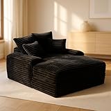 NordicLume Loungesessel Schwarz aus Cordstoff – Faltbarer Schlafsessel mit Memory-Schaum, Keine...