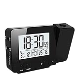 Queta Projektionswecker Digital Uhr mit Zeit Temperatur Projektion, mit Dual-Alarm,...