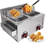 Kommerzielle Dual-Gas-Fritteuse, Edelstahl, große Kapazität, abnehmbare Körbe, einstellbare...