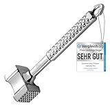 Fleischklopfer Edelstahl spülmaschinenfest - Original Design - Doppelseitiger Schnitzelklopfer...