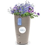 YourCasa Regentonne 240 Liter [Aquasplash] Messing Wasserhahn & Deckel - Regenfass Frostsicher aus...