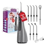 VITALmaxx Munddusche | elektrische Zahndusche - 8 Aufsätze, Wassertank | Zahnreiniger kabellos mit...