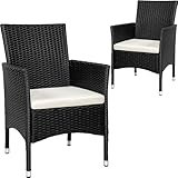 tectake® 2er Set Gartenstuhl aus Polyrattan, Gartenmöbel Set mit 2 Sessel, Outdoor Rattansessel...