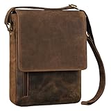ROYALZ Herren Umhängetasche Leder Schultertasche 'Kansas' Vintage Ledertasche 13-14 Zoll...