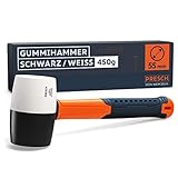 Presch Gummihammer Schwarz/Weiß 450g - Hartgummihammer mit Fiberglasstiel | ⌀=55mm -...