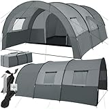tectake® Tunnelzelt, 6 Personen, Familienzelt, Zelt groß mit Vorzelt und Bodenplane, UV-Schutz,...