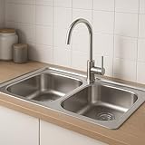 Melanstar Edelstahl Spülbecken Doppel Spüle, 80x50cm Küchenspüle Auflagespüle mit 2 Becken mit...