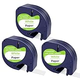 CNMTCCO Etikettenband für DYMO Letratag, 3er Pack Etikettenband kompatible mit DYMO Etikettenband...