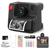 Kinderkamera,1080P Sofortbildkamera Kinder Fotokamera mit 3 Rollen Druckpapier & 32GB Karte,...