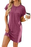 Mocturnity Damen Sommer T-Shirt Kleid Casual Flügelärmel Rundhalsausschnitt Loose Shift Mini...