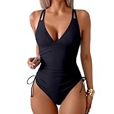 DOINEUFL Badeanzug Damen Bauchweg – Sexy Monokini mit Push Up, V-Ausschnitt & Verstellbaren...