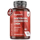 Glucosamin Chondroitin MSM 1560mg - 6 Monate Vorrat - 180 Kapseln mit Vitamin C, Kurkuma &...