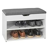 SoBuy FSR25-HG Schuhbank mit Sitzfläche Sitzbank Schuhregal Schuhschrank, Schuhtruhe Hellgrau BHT...