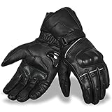 Hand Fellow Echtes Leder Winter Motorradhandschuhe wasserdichte Winter Motorbike Gloves Winddicht...
