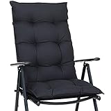 DETEX® Stuhlauflage 6er Set für Hochlehner Gartenstuhl 122x48cm Anthrazit Atmungsaktiv 10cm Dick...