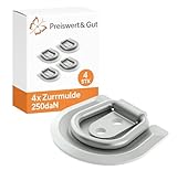 Preiswert&Gut 4X Zurrmulde verzinkt 250 daN Zugkraft je Öse – Anhänger Zurrösen zur...