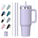 WATERSY 891ml Thermobecher mit 2 Strohhalmen, Trinkbecher Auslaufsicherer Kaffeebecher To Go...