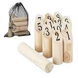 Relaxdays Kubb Wikingerspiel, finnisches Wurfspiel, Holz, Outdoorspiel mit Nummern, Erwachsene u....
