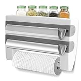3-in-1-Küchenrollenspender zur Wandmontage mit Cutter – vielseitiger Folien-, Papier- und...